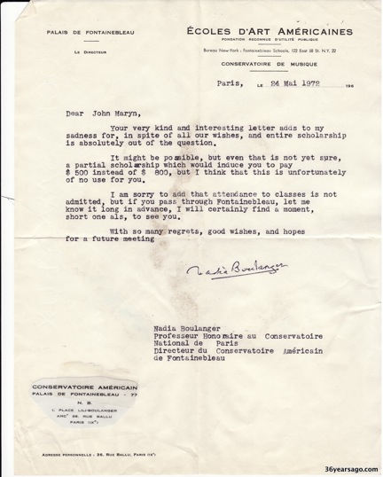 Fontainebleau school letter