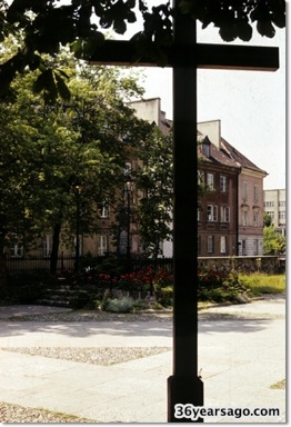 Religious cross on street