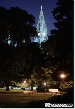 Vienna park and Rathaus at night